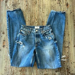 Free People Mid Rise Distressed Jeans